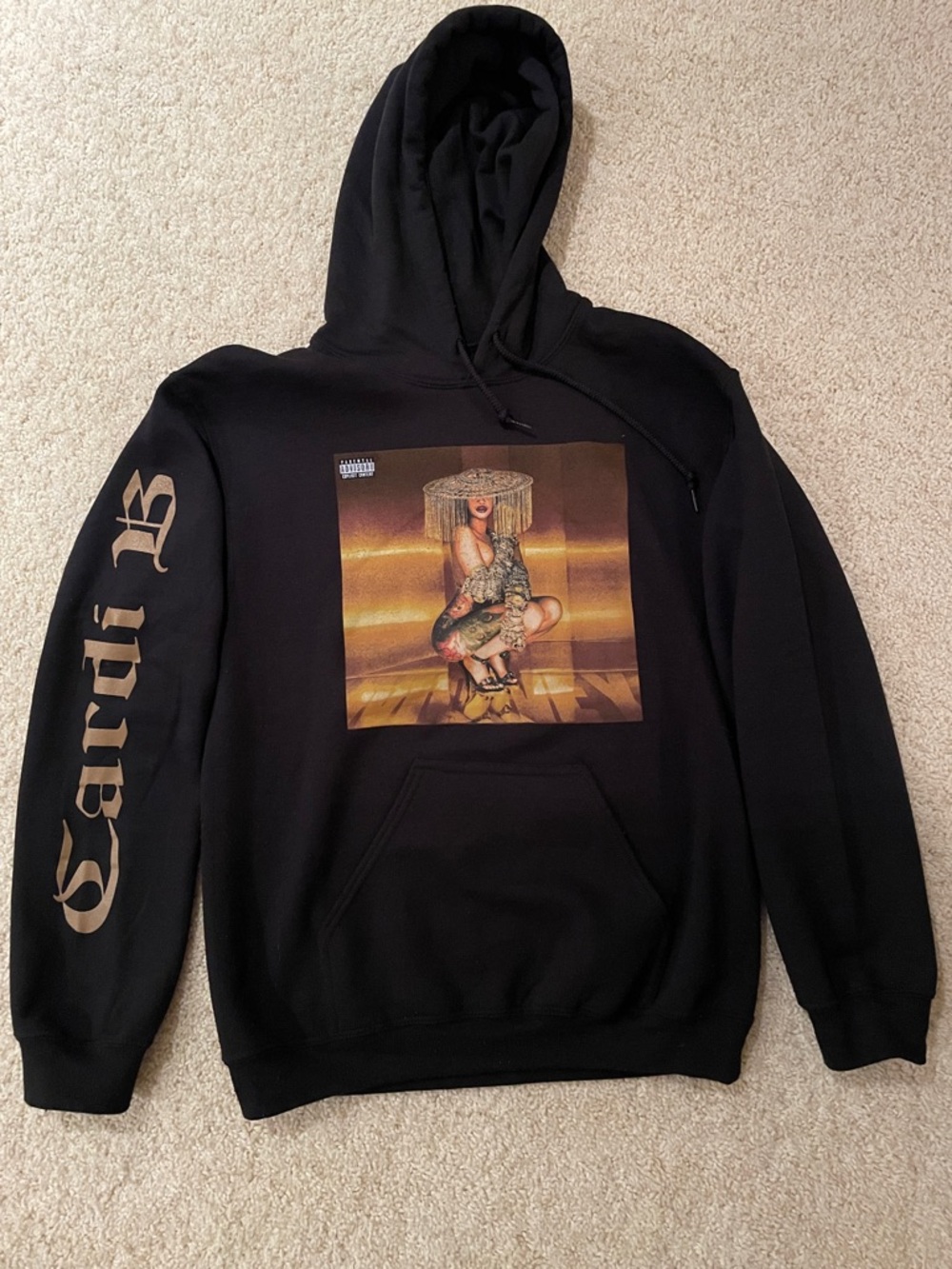Cardi B Black Graphic Crewneck Hoodie - Women. Size small. Brand new. 19x26.